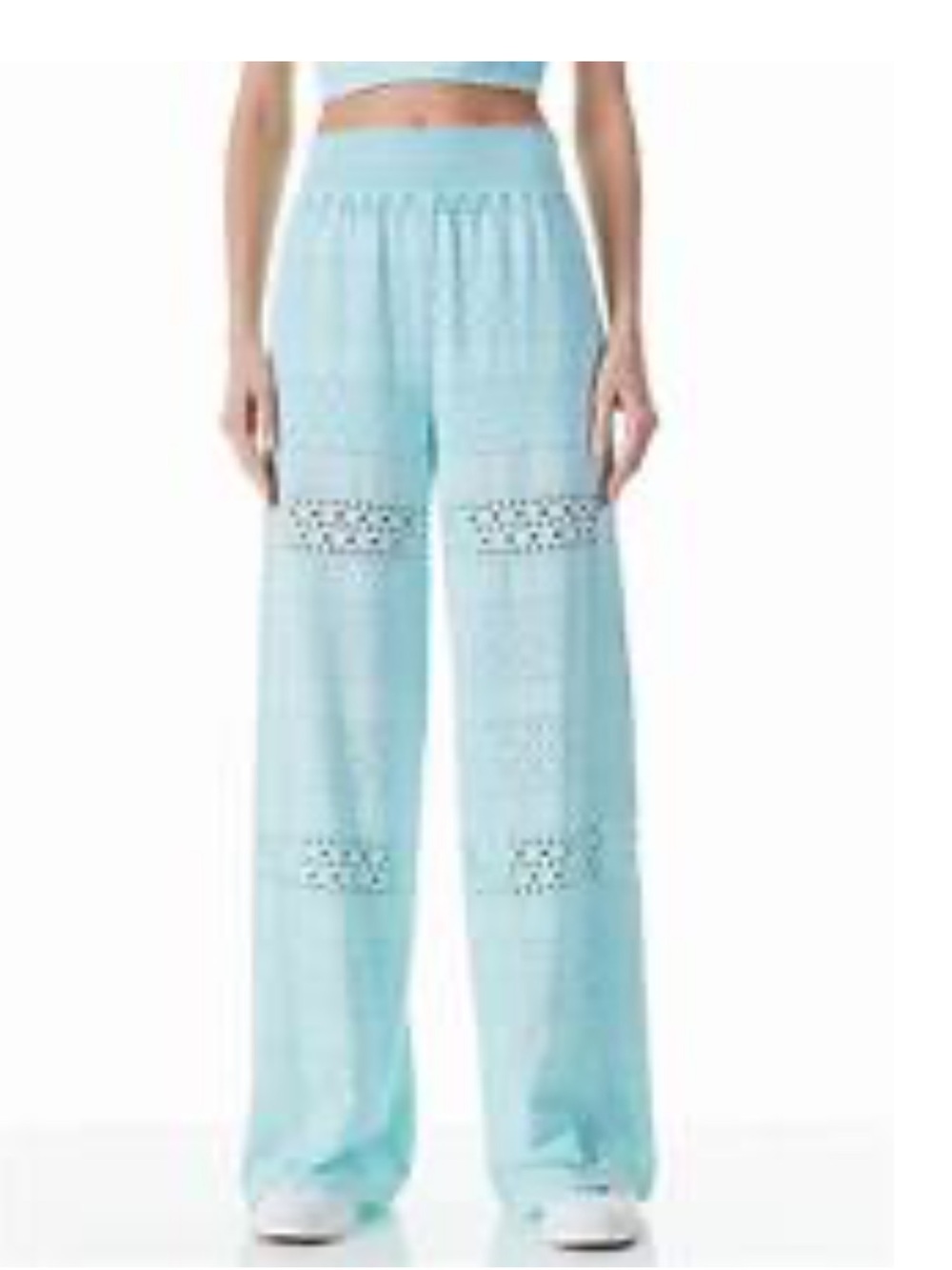 Alice and Olivia Russell eyelet pull-on wide leg pants
